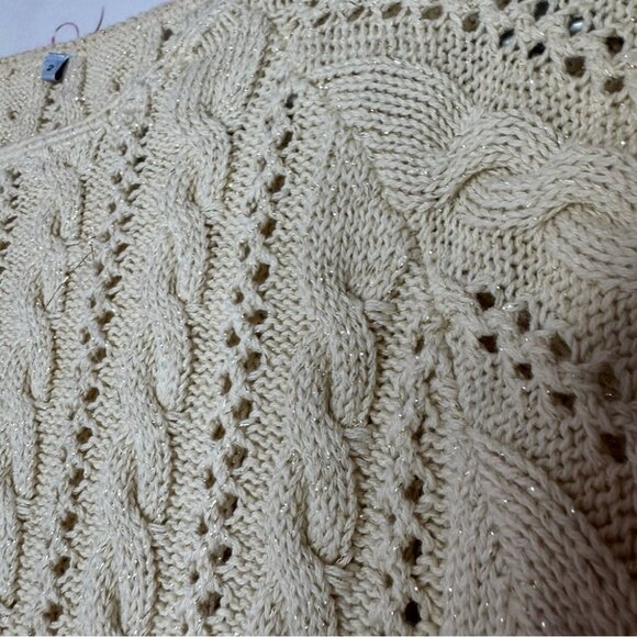 Dress sparkly knit crochet gold beige stretchy shimmer glitter swoop cuffs cute - Picture 11 of 11